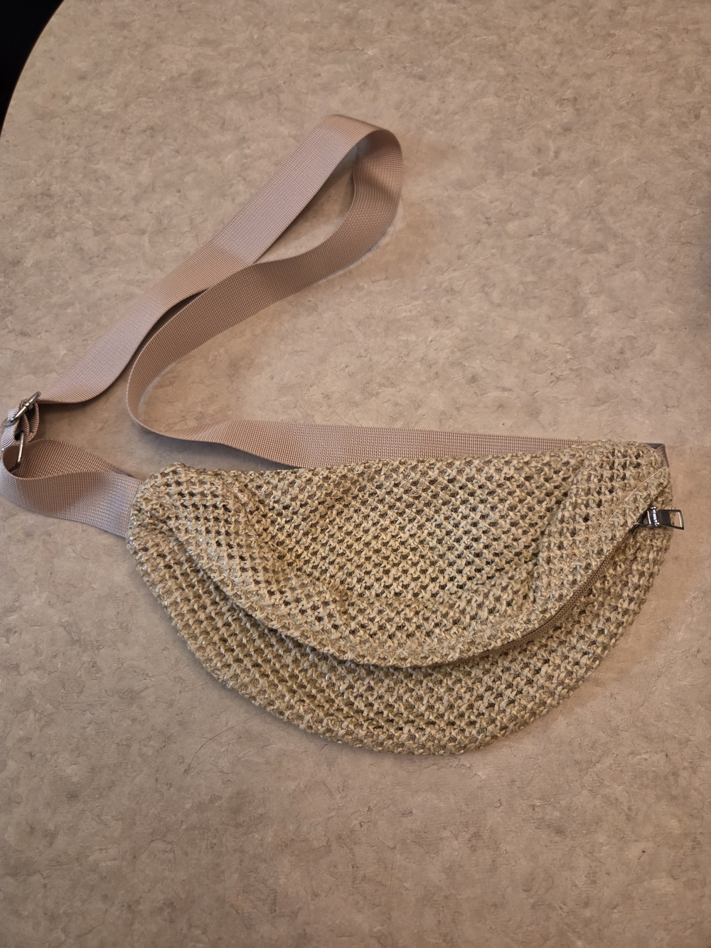 Woven Straw Crossbody Belt Bag in Natural